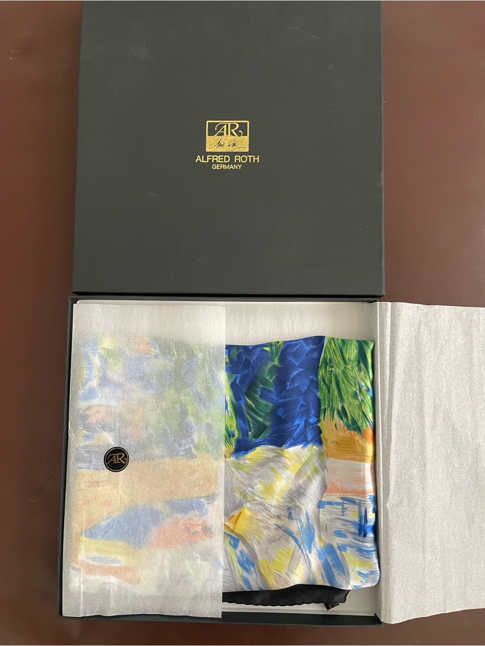 Blue & Multicolor Silk Scarf